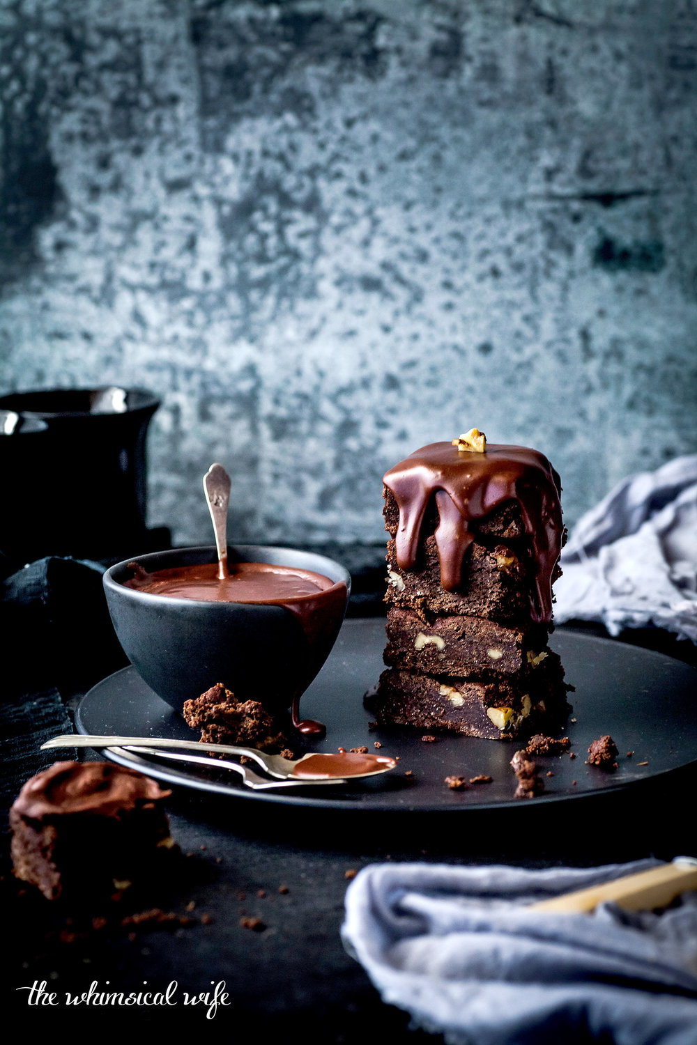 Double Chocolate Walnut Brownies With Fudgy Chocolate Icing {DF, GF & Vegan) | The Whimsical Wife